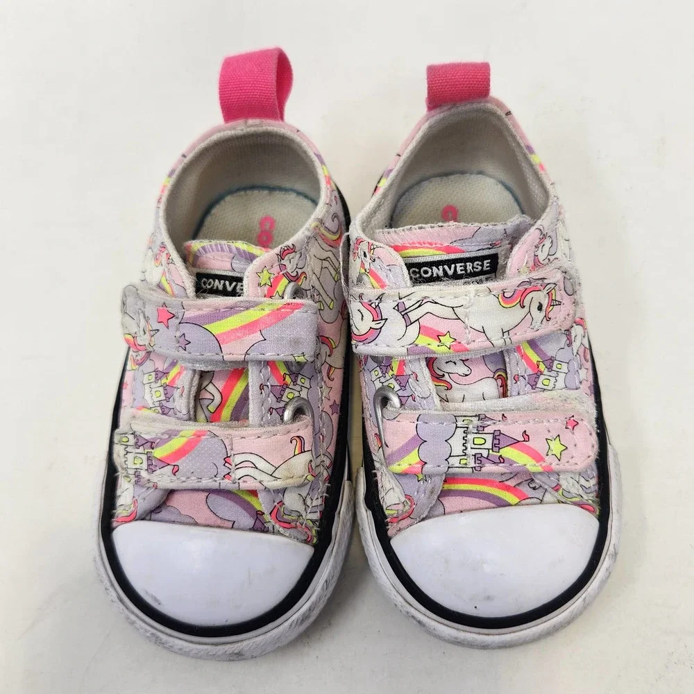 Converse All Star Toddler Neon Unicorn Sneakers Shoes 3 Infant Girls Pink Purple